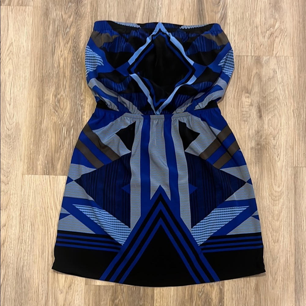 Geometric Blue and Black Dress